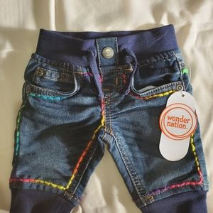 Newborn denim embroidered jeans. New.